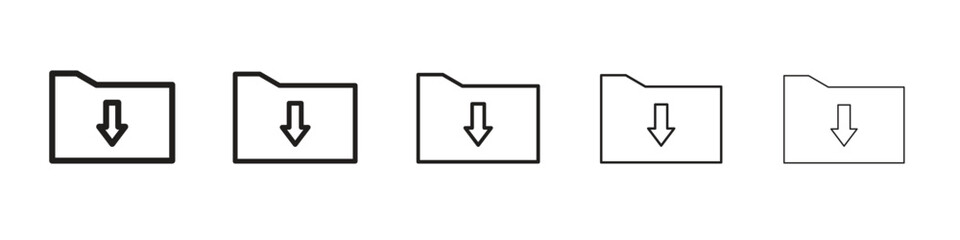 Fototapeta premium Folder download icon. Thin line illustration. outline drawing, Editable stroke