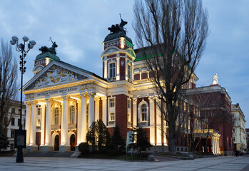 Evening view of the Ivan Vazov National Drama Theatre