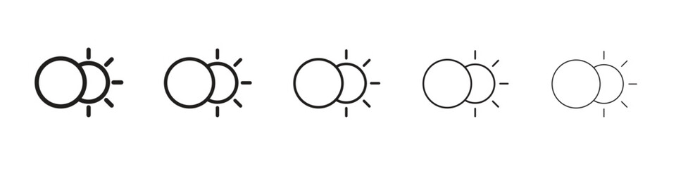 Eclipse icon. Thin line illustration. outline drawing, Editable stroke