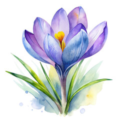 Fototapeta premium Purple crocus flower isolated on transparent background