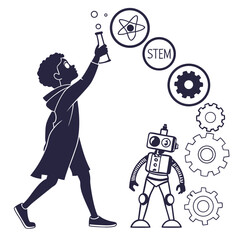 silhouette stem day on white background