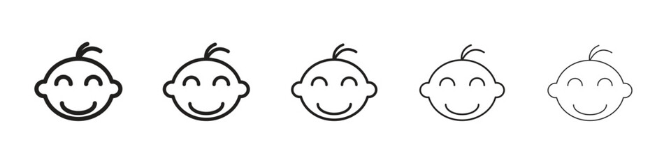Child head icon. Thin line illustration. outline drawing, Editable stroke