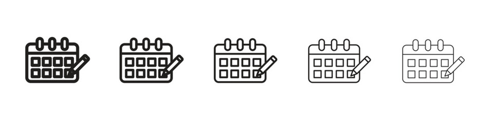 Calendar pen icon. Thin line illustration. outline drawing, Editable stroke © Power