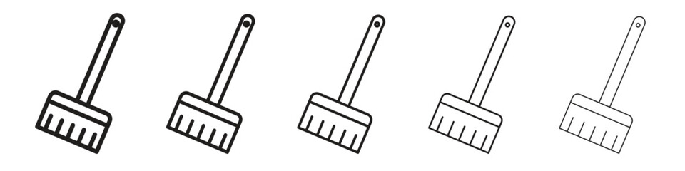 Broom icon. Thin line illustration. outline drawing, Editable stroke