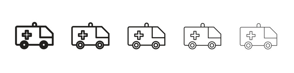 Ambulance icon. Thin line illustration. outline drawing, Editable stroke