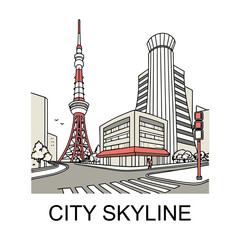 Tokyo City Skyline with Tower