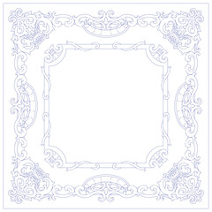 Vintage Ornamental Engraving Frame. Decorative Floral Border Design. Elegant Scrollwork Outline