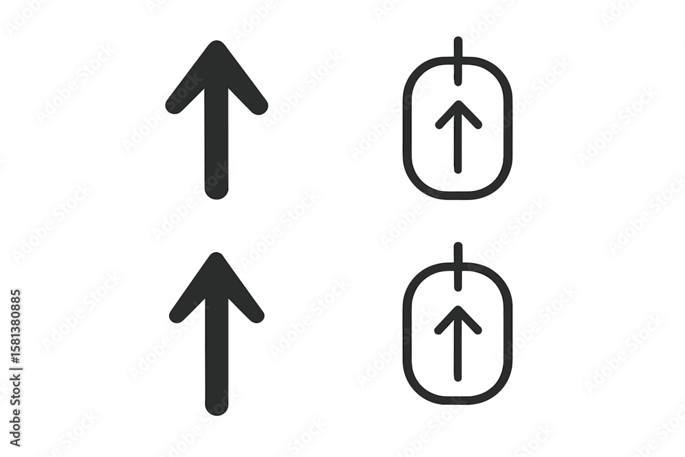 Poster scroll navigation icon set. vector illustration of up and down arrows and scrolling mouse symbols fo