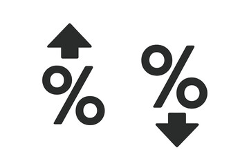 Percentage Increase and Decrease Icons with Up and Down Arrows, Growth and Decline Rate, Business Finance Banking Credit, Trend Change Symbol, Vector Illustration