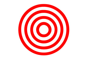 Red Pain Circles Target Symbol. Medical Pain Indicator, Bullseye, Concentric Rings. Chronic Pain, Headache, Migraine, Soreness, Injury, Vector Illustration. Health Concept, Isolated, Template