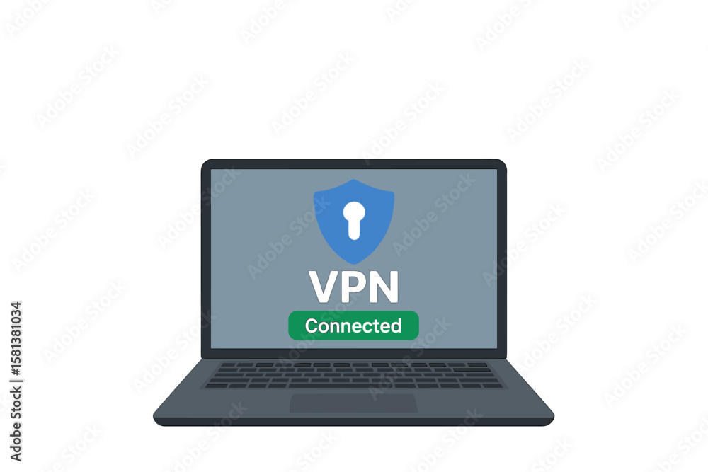 Aufkleber secure vpn connection on laptop. virtual private network encryption. cyber security, safe internet b