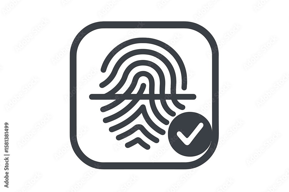 Poster fingerprint scanner icon for biometric identification and security access. id verification app symbo