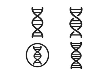 DNA icons vector set. Life gene model, bio code genetics molecule. Medical symbols. Structure molecule, chromosome pictogram. Genetic science evolution biology abstract concept.