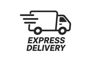Express delivery truck icon for fast shipping. Urgent shipping service symbol for logistics company. Quick cargo transport sign for app and website. Vector van illustration.