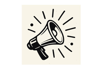Express delivery concept with megaphone announcement. Fast shipping and quick move for courier service. Logistics business marketing and promotion vector icon illustration.