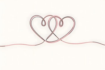 Continuous line drawing two hearts.