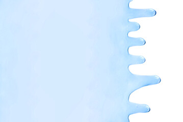 Cream gel gray blue transparent cosmetic sample texture with bubbles blue mirror background mock up