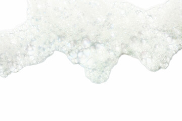 Cosmetic cleansing washing white soapy foam gel on grey isolated background mock up empty space