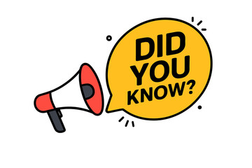 Did You Know Megaphone with Speech Bubble Badge, Business Marketing and Advertising Label, Interesting Facts, Knowledge Base Icon, Social Media FAQ Banner, Communication Vector