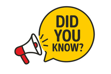 Did You Know Megaphone Badge, Business Marketing Advertising Label, Interesting Facts, Knowledge Base Icon, Social Media FAQ Banner, Communication, Announcement, Promotion Vector