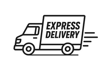 Express delivery truck vector illustration, fast shipping concept, speedy courier service icon, transparent background, logistics and transport design