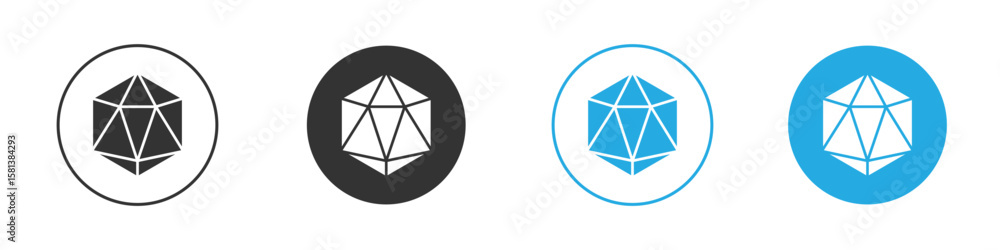 Poster dice d20 icon design concept collection for ui ux