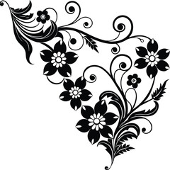 Ornate Violet Corner Design Silhouette With Cluster