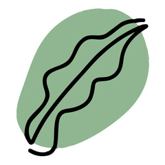 Minimalist One Line Botanical Leaf Drawing with Green Abstract Shape