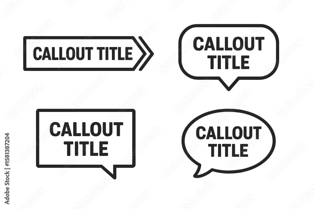 Fototapete modern callout titles vector set. digital futuristic information text box, labels, and speech bubble
