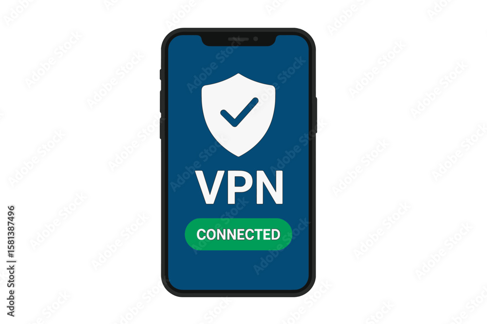 Poster mobile vpn service concept. smartphone with secure vpn connection, virtual private network access, c