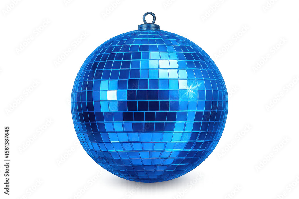 Poster sparkling disco ball rotating, casting colorful light reflections on transparent surface, creating f