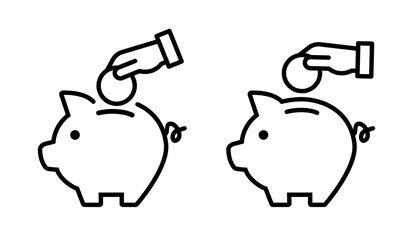 Piggy bank icons. Vector illustration. Symbol of investment and financial planning. Vector icons.