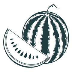 silhouette watermelon on white background