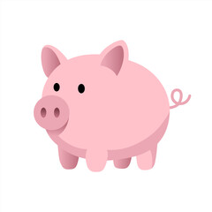 Piggy bank with coin. Money saving, banking, finance, economy, investment concept. 3d vector icon. Cartoon minimal style. Vector 10 eps.
