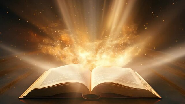 an open book enveloped in light