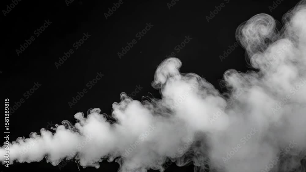 Poster a stream of white smoke gracefully flows across a black background, creating a mesmerizing and ether