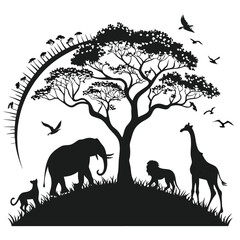 silhouette World Animal Day on white background