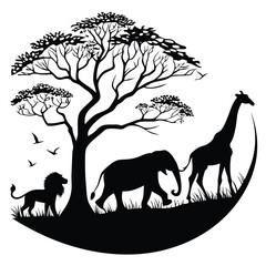 silhouette World Animal Day on white background