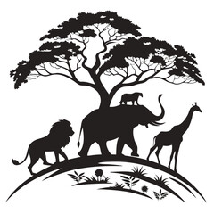 silhouette World Animal Day on white background