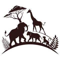 silhouette World Animal Day on white background