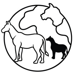 silhouette World Animal Day on white background