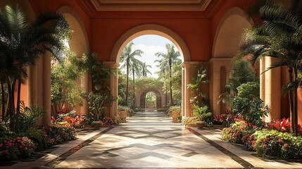 Fototapeta premium Sunlit Archway Garden Pathway.