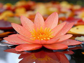 Close-Up of Pink Lotus Flower with Yellow Center