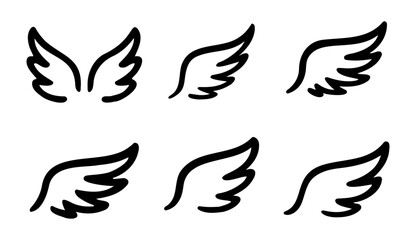 Obraz premium Minimalist Black Line Wings Collection in Different Hand Drawn Styles