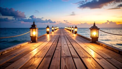 Obraz premium Wooden pier at sunset
