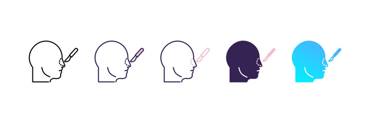Rhinoplasty icon set multiple style collection