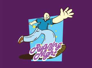 doodle pop art running background vector design