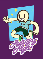 doodle pop art running background vector design