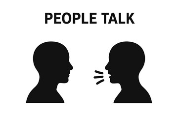 People Talking Silhouettes, Communication Concept, Conversation Vector Illustration, Speech Interaction, Dialogue, Social Connection, Black Silhouette Profile, Talking Heads