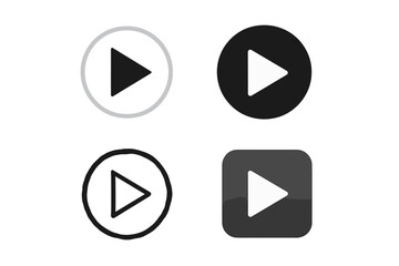 Play icon set in multiple styles, video play button symbols isolated, transparent background, modern and classic design, media control, digital vector icons for multimedia apps